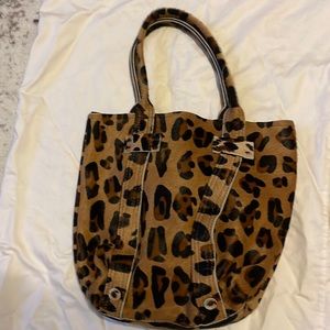 Cheetah fur genuine leather bag